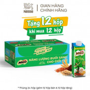 [Mua 12 tặng 12] Thùng 24 hộp sữa lúa mạch ngũ cốc Nestlé MILO teen bữa sáng ít đường 200 ml/hộp
